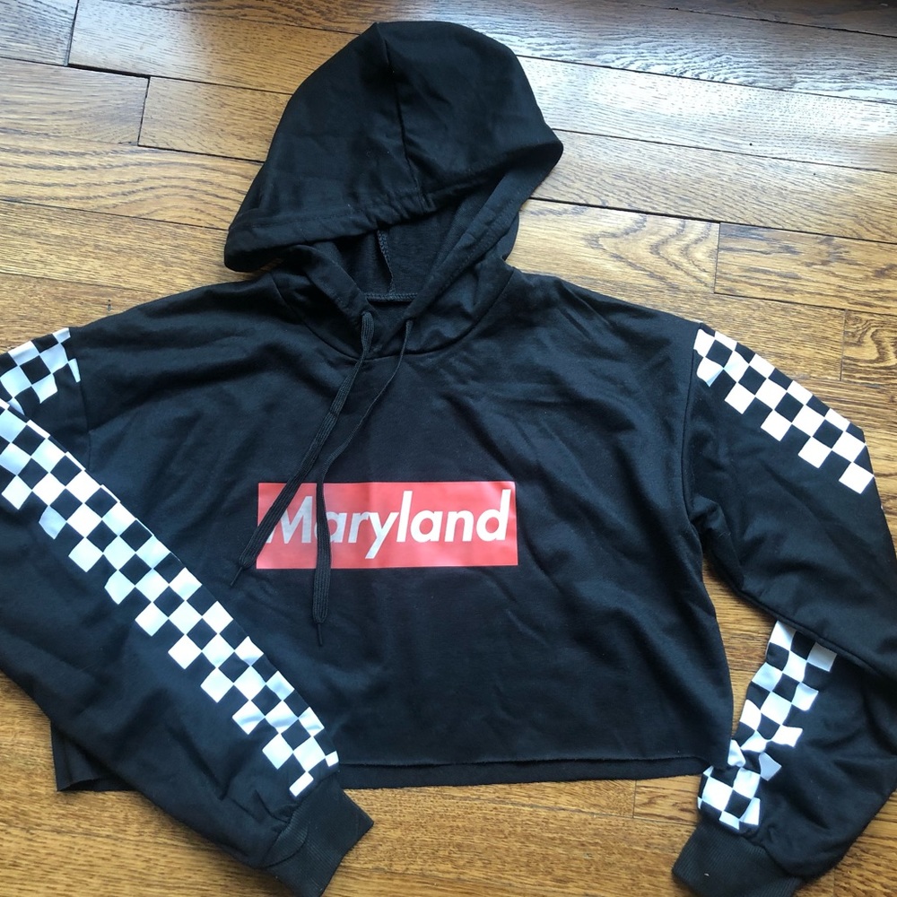 UMD Tailgate Shirt - Checkered Sleeves and Supreme